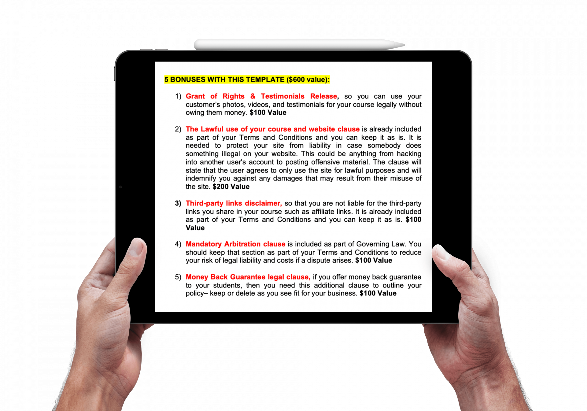 Terms and Conditions template for online courses (plus free bonuses)