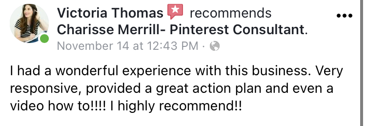 Profile set up testimonial: I had a wonderful experience with this business.  Very responsive, provided a great action plan