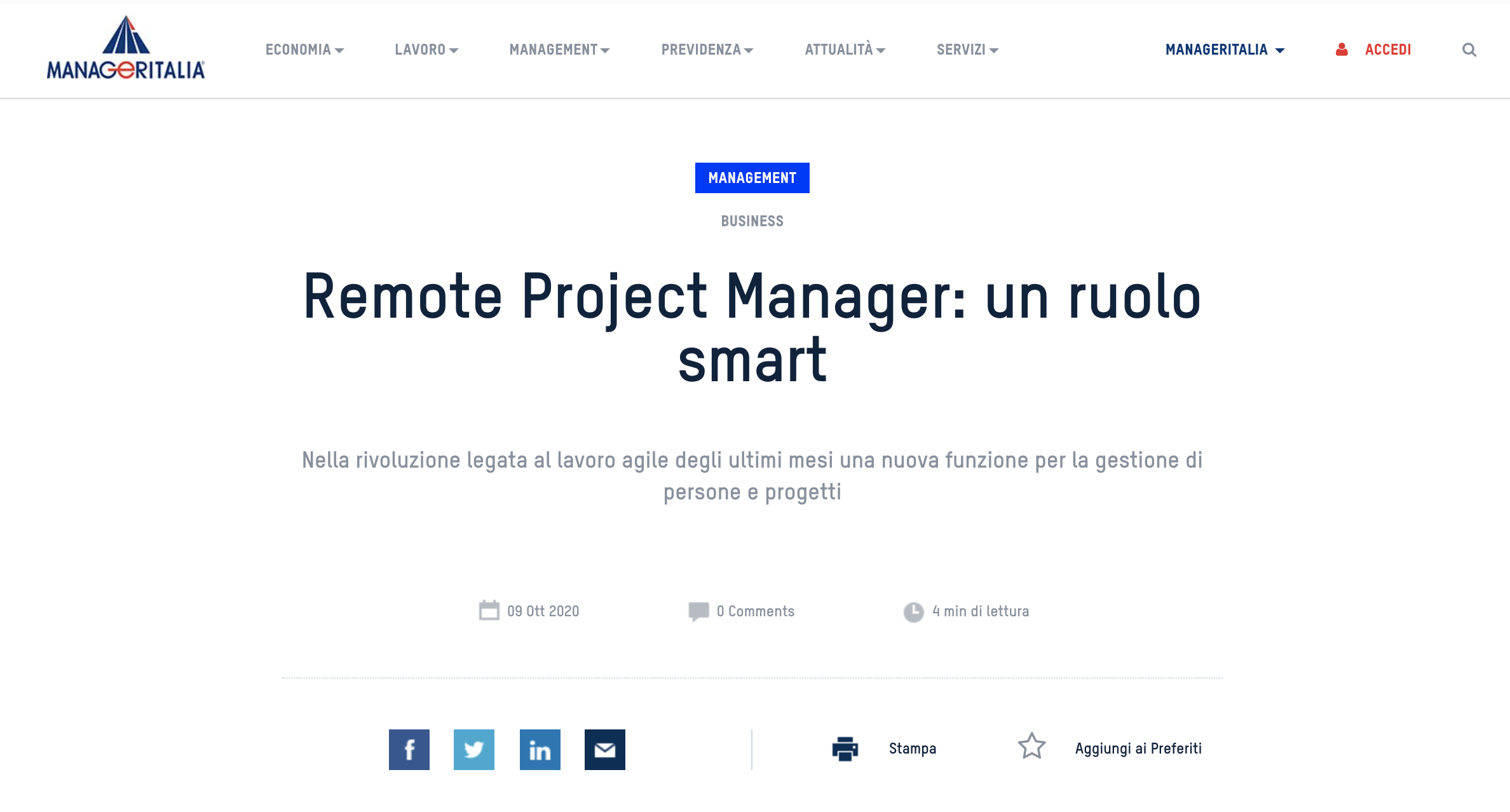 Articolo Avvenire Remote Project Management