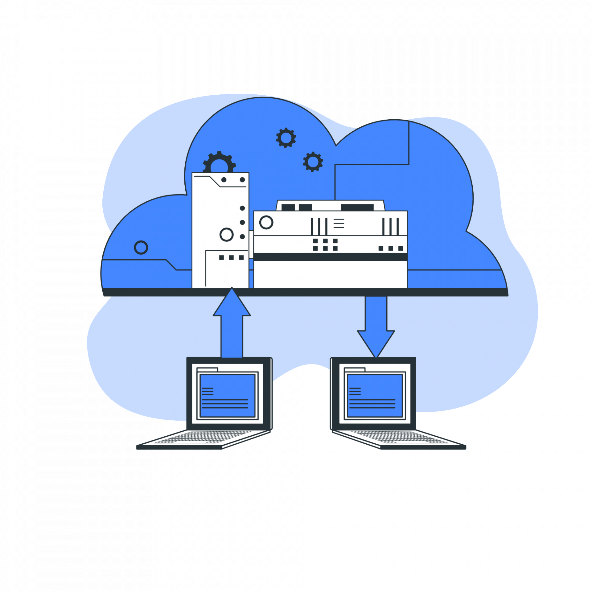 Cloud and web interface. Source: Online illustrations by Storyset