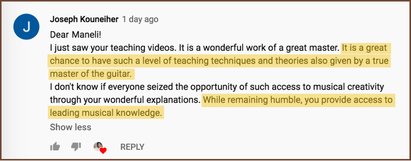 Fingerstyle Guitar Testimonial