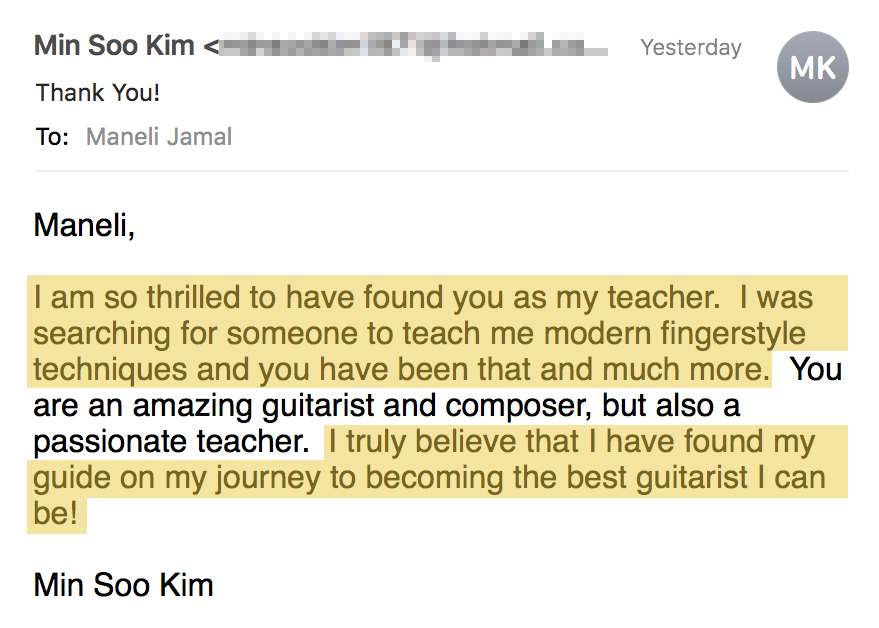 Fingerstyle Guitar Testimonial