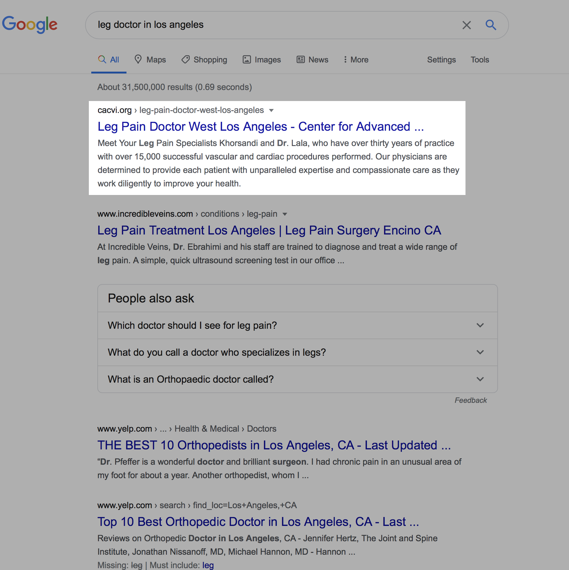 leg doctor in los angeles