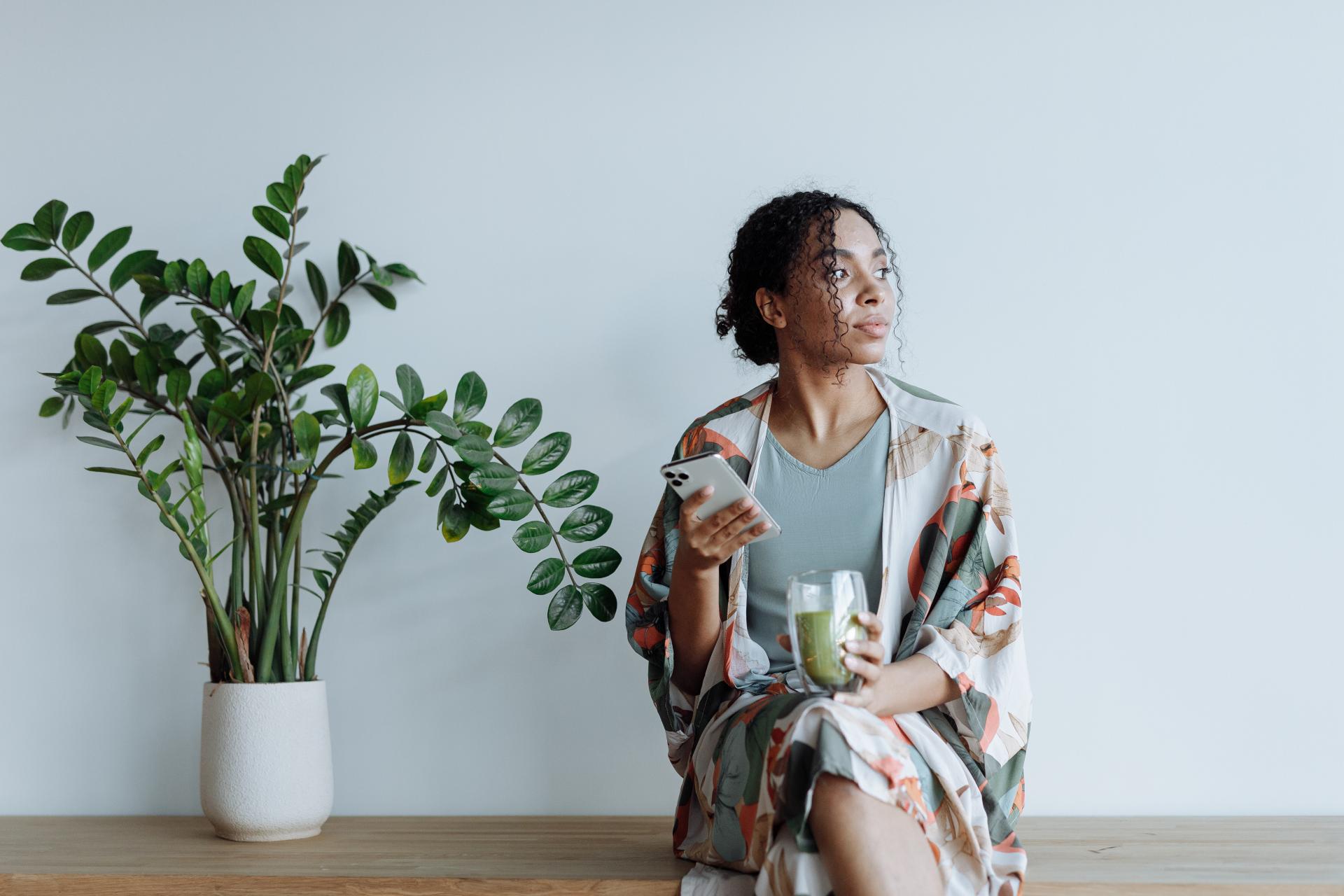 Woman drinking smoothie