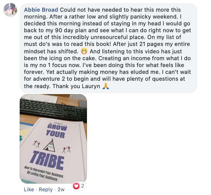 Grow Your Tribe. Testimonial. Lor Bradley