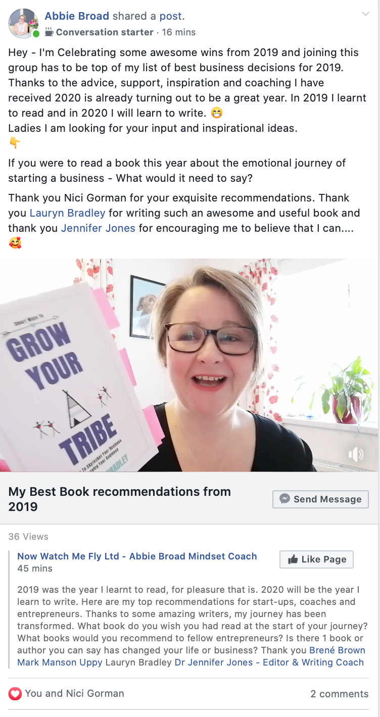 Lauryn Bradley. Grow Your Tribe. Testimonial