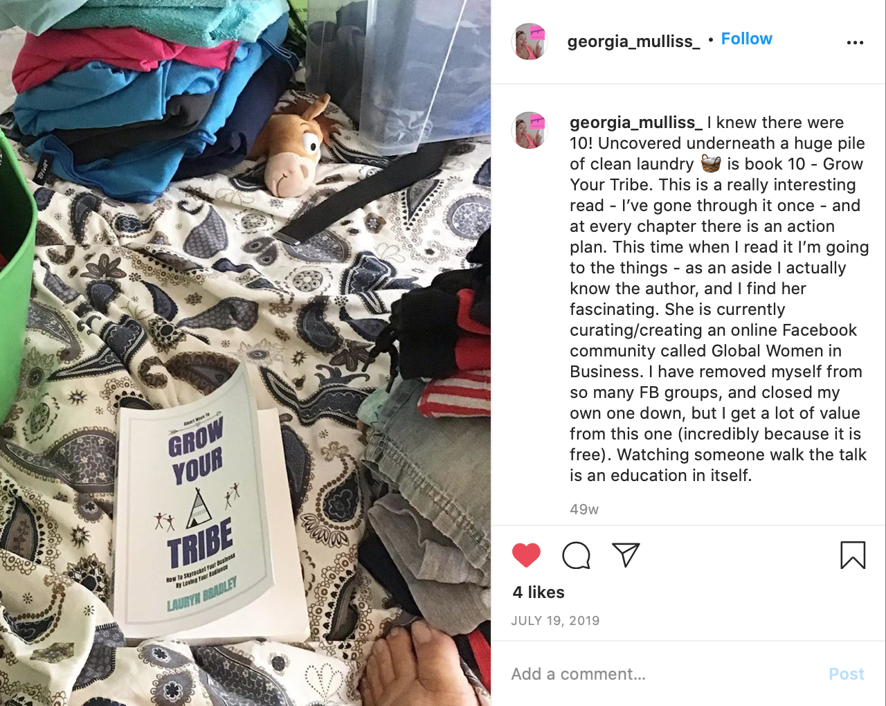 Grow Your Tribe. Testimonial. Lor Bradley