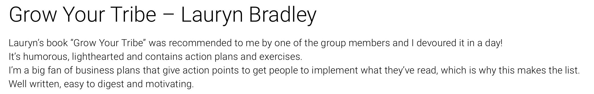 Lauryn Bradley Testimonial