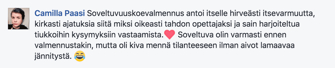 Kokemuksia verkkovalmennus.com VAKAVA-kokeen ja soveltuvuuskokeen valmennus