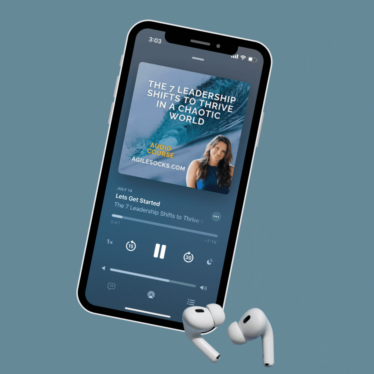 GIF scrolling through the podcast episodes