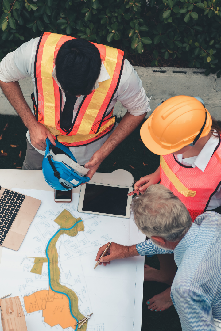 Project management team brain storming for a project