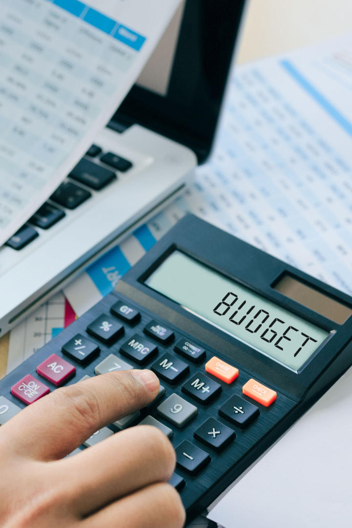 Budget text on calculator