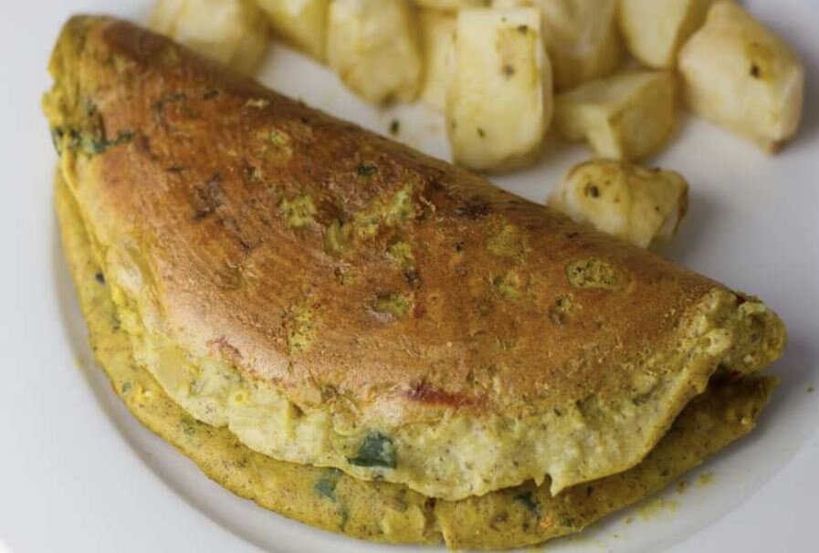 chickpea omelette recipe by cooking with plants