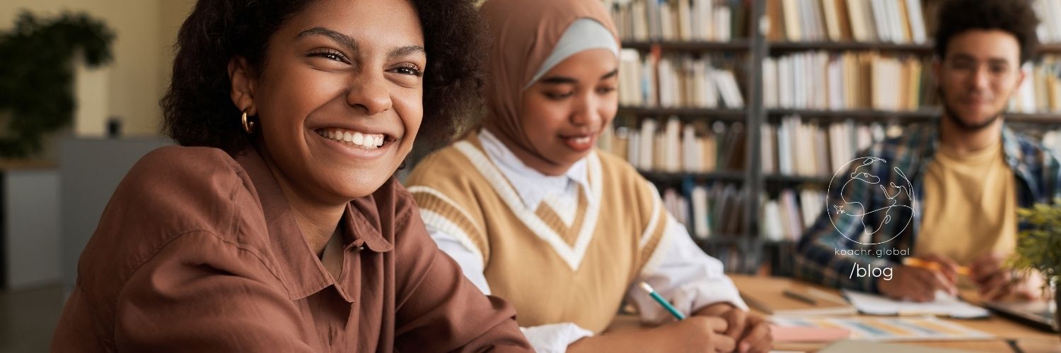 Multi-cultural, students, studying a UN official language