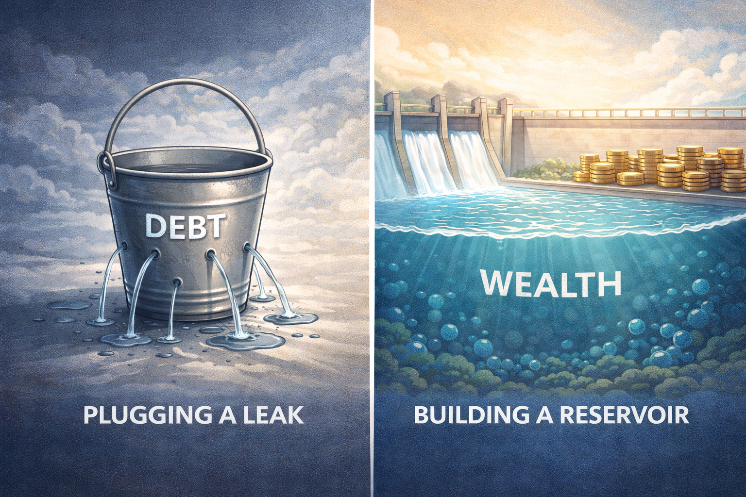 Debt versus wealth comparison
