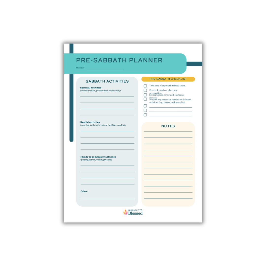 Pre-Sabbath Planner
