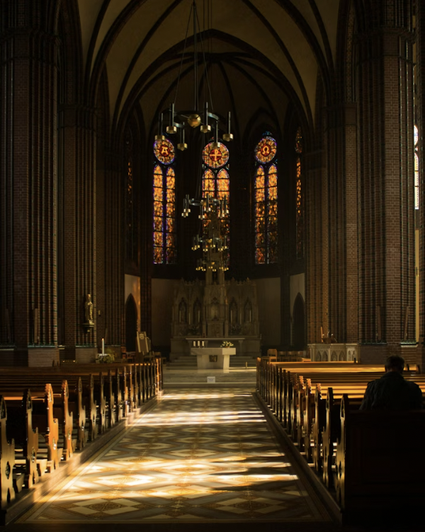 Dark, beautiful, empty, quiet Catholic church