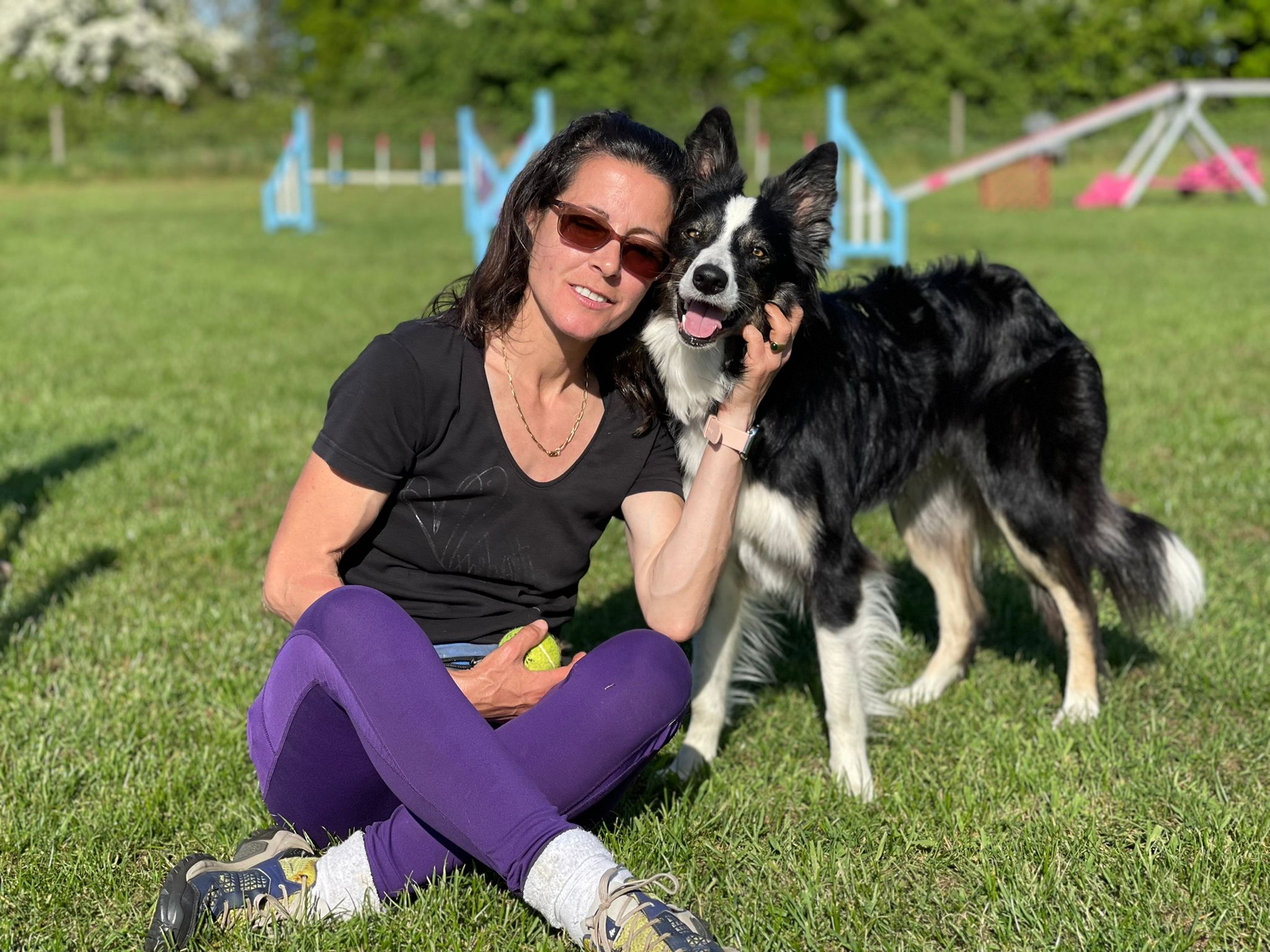 Lady with Border Collies dogs