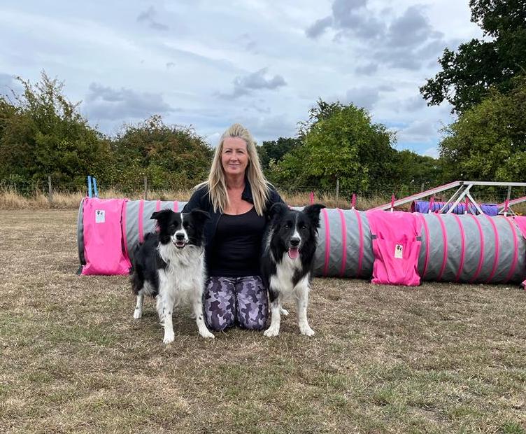 Lady with border collie dogs