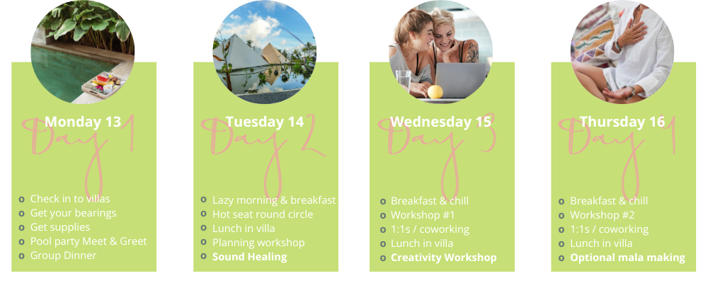 Claire Riley Bali Retreat agenda 2026