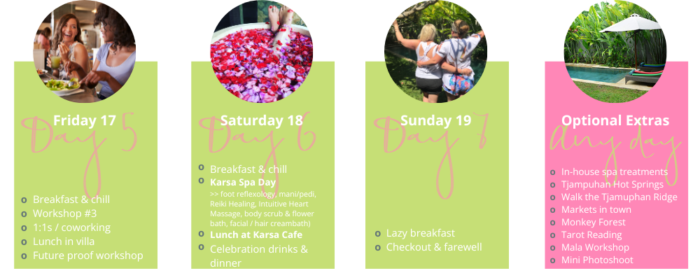 Claire Riley Bali Retreat agenda 2026