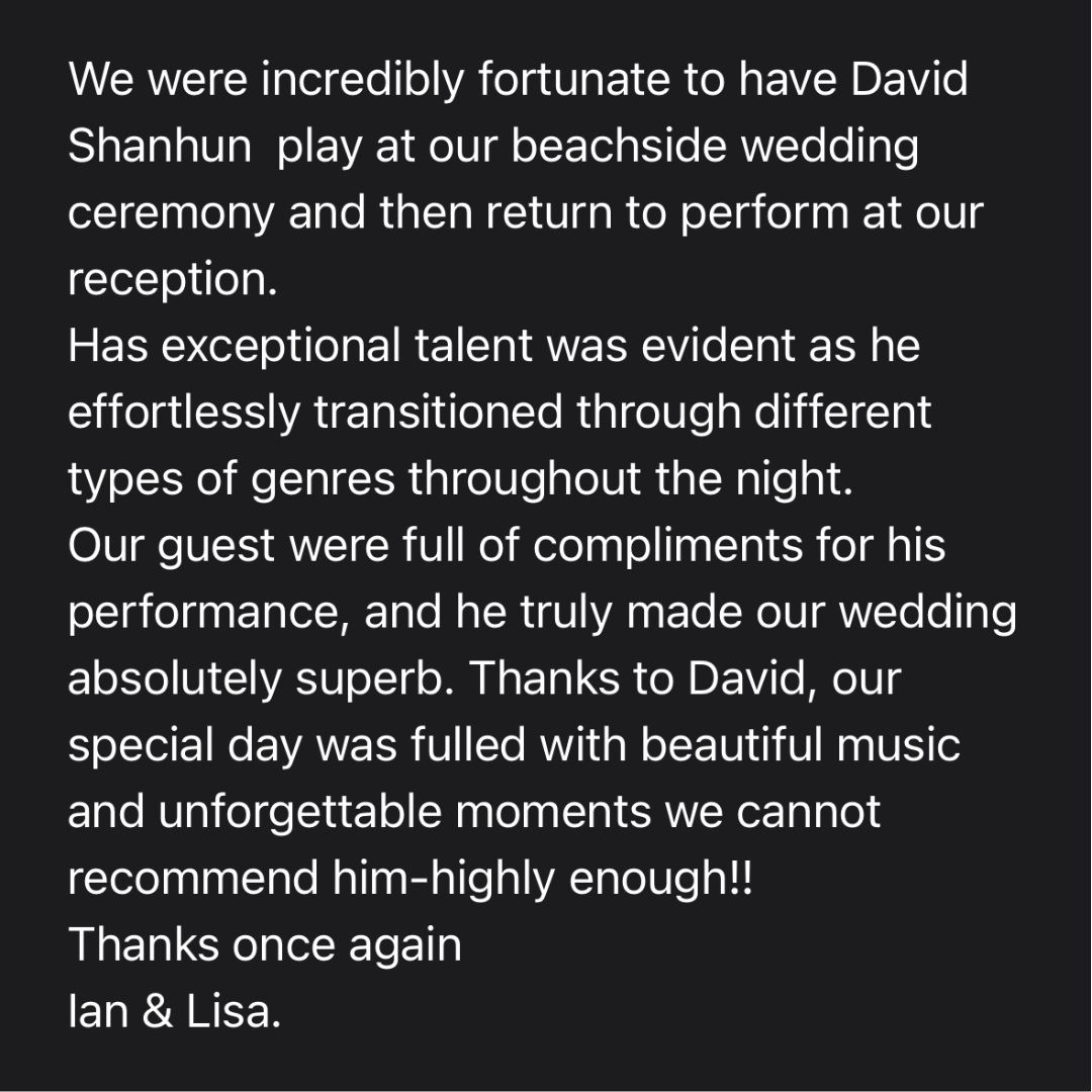 Auckland Wedding Singer Testimonial