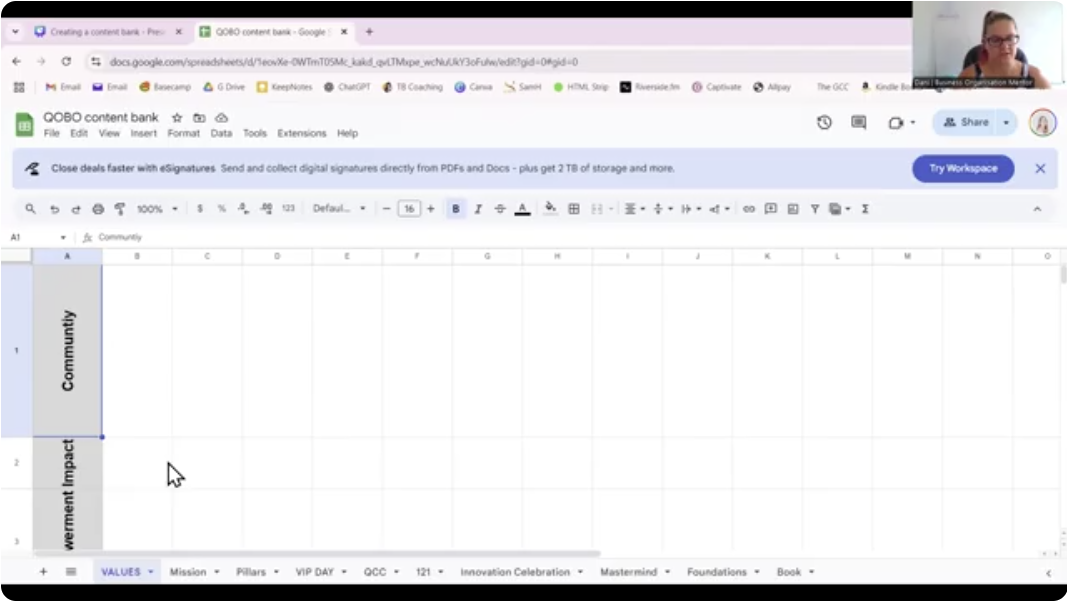 Content Bank - Google Sheets