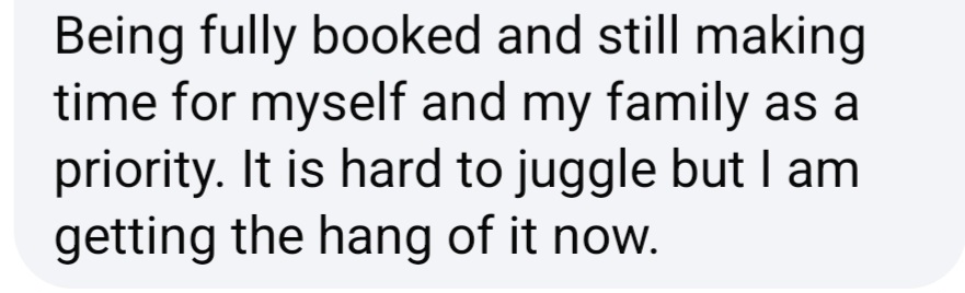 client win fully booked time with family