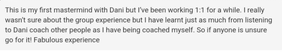 first mastermind wasnt sure about group been working 121 testimonial