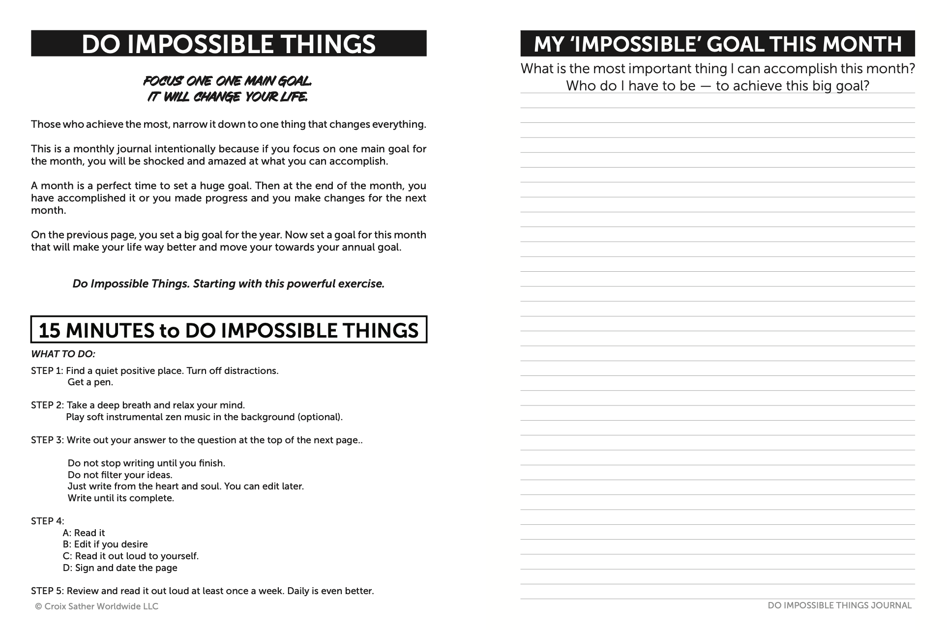 DO IMPOSSIBLE THINGS JOURNAL MONTHLY GOAL IMAGE