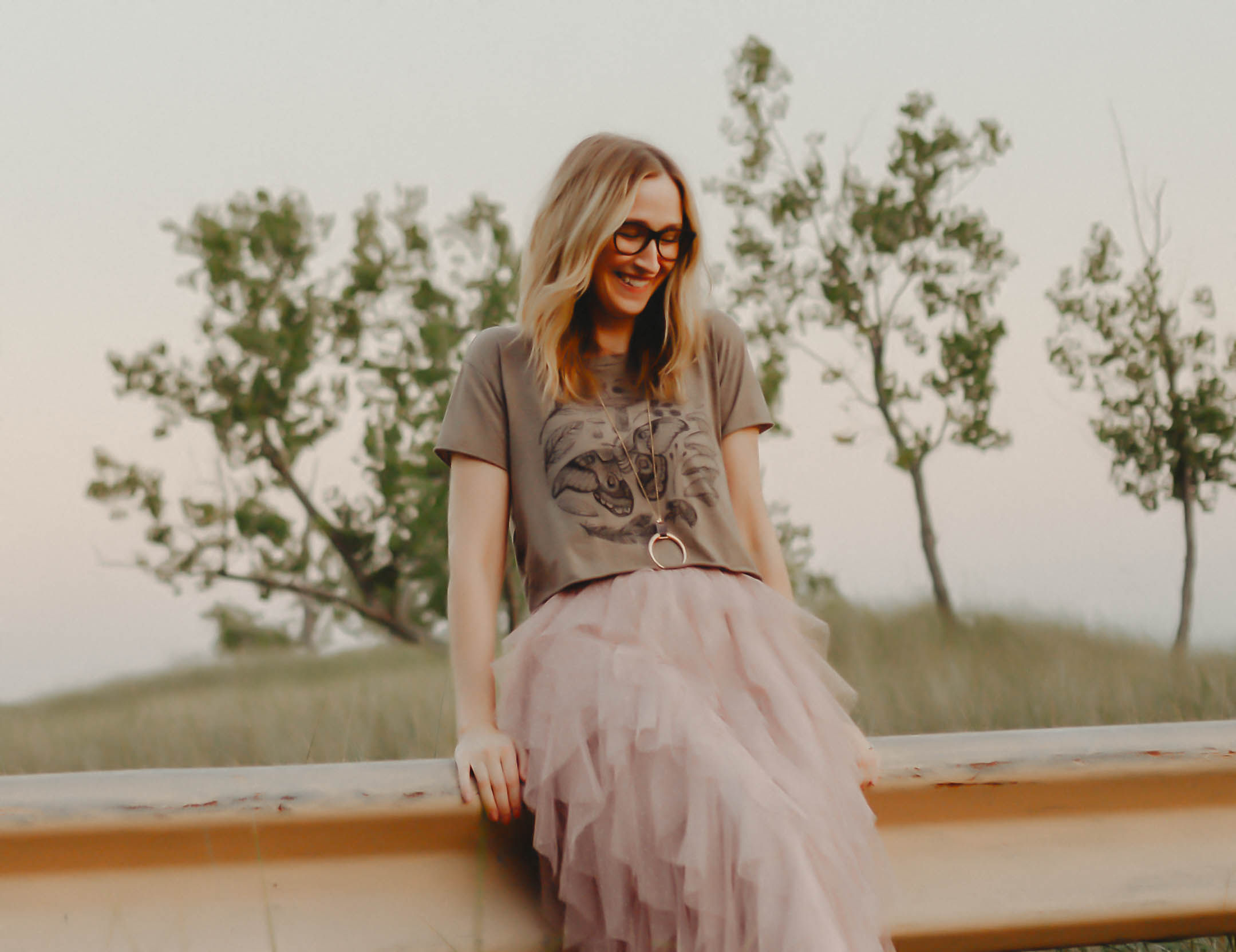 Burnout recovery coach Beth Brissette during beach photo shoot on Lake Michigan