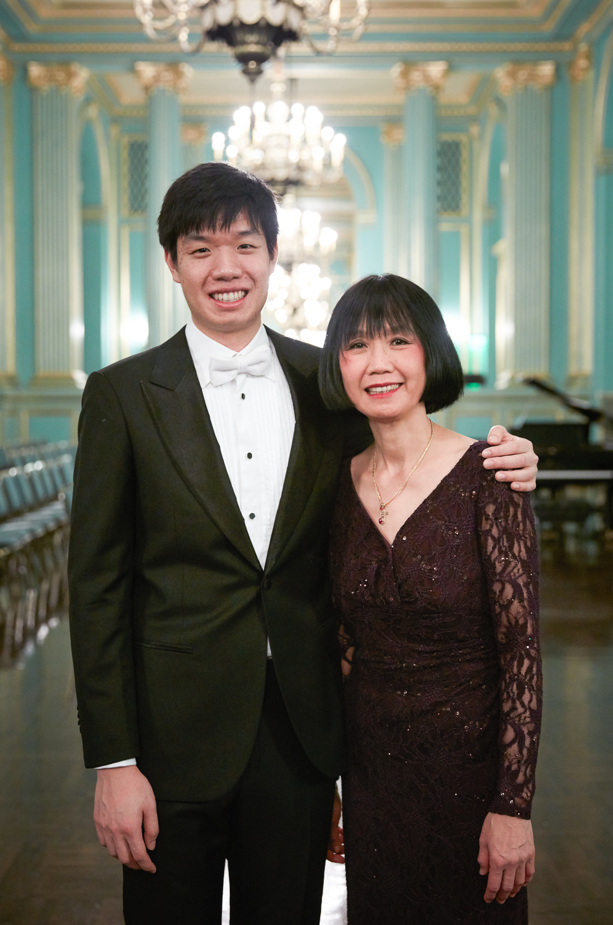 Michelle and Christopher Kuo of Two Piano Journey performing a benefit concert at Carnegie Hall’s Zankel Hall