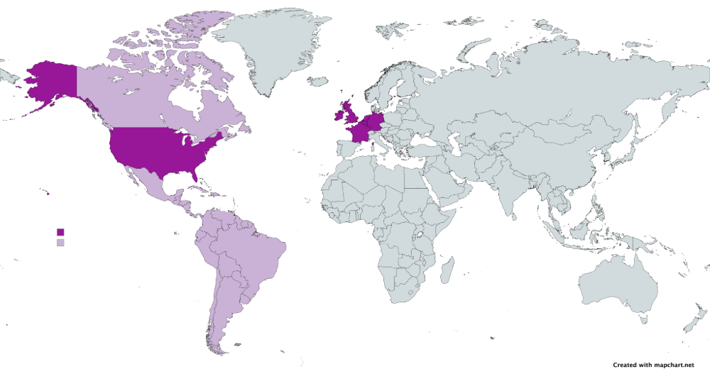 Become locally loved, map of the U.S., U.K. Ireland, France, Germany and LATAM.