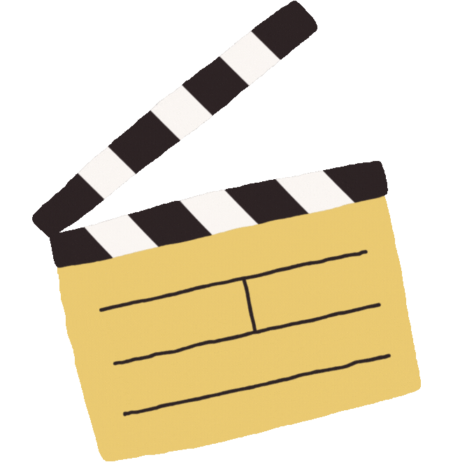 Ícono ilustrado de claqueta para producción audiovisual