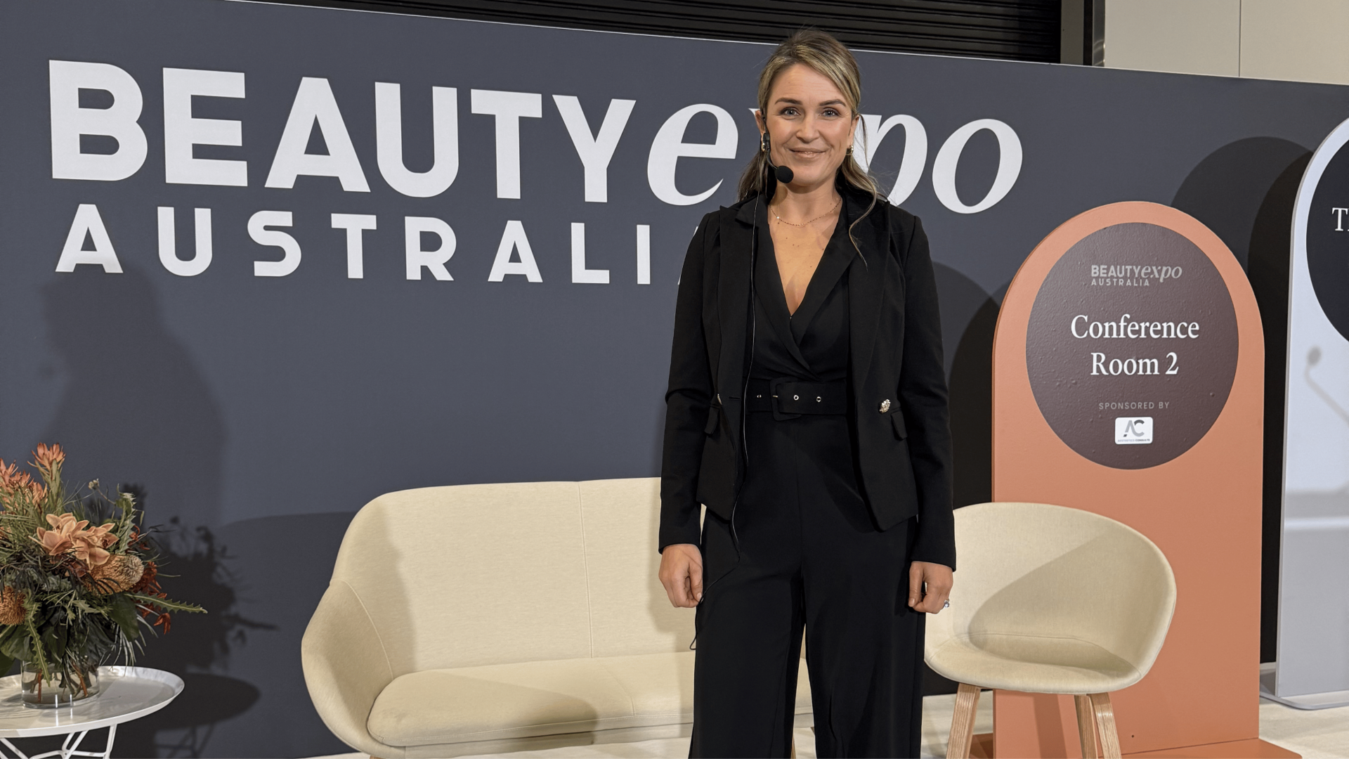Jade Spehr, Master of Ceremonies of the Dermal Stage at Beauty Expo Australia