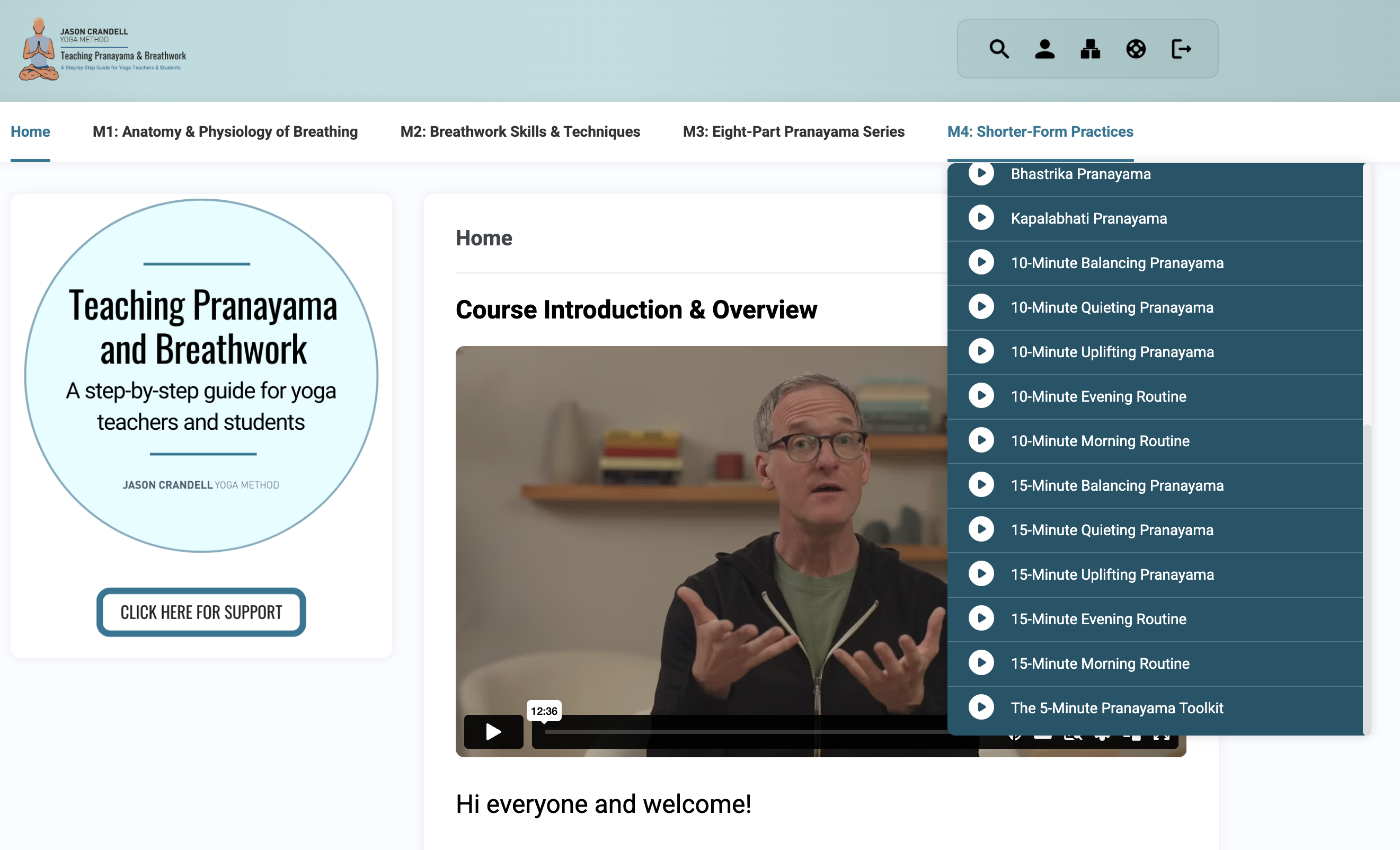 Screenshot of the Breathwork Training Homepage