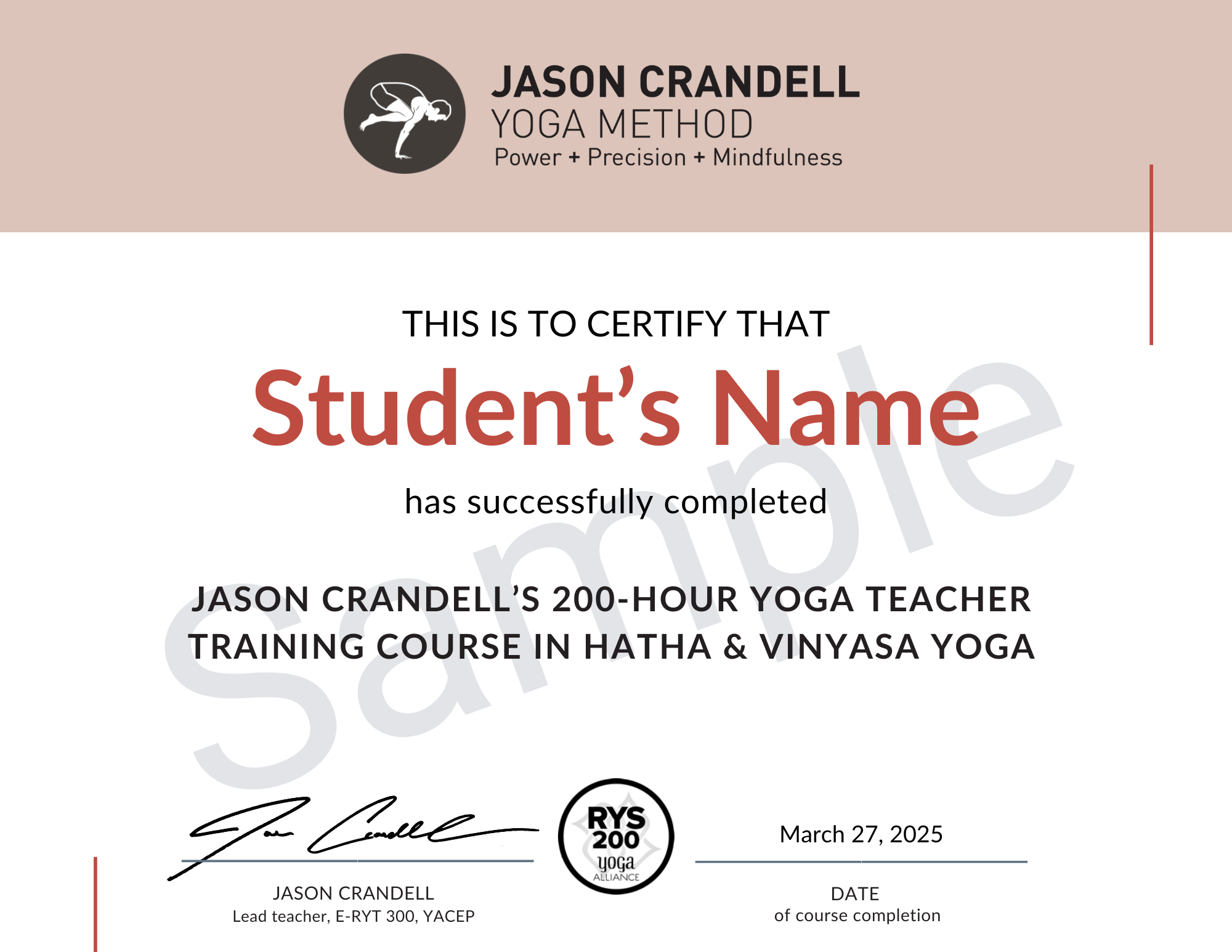 Jason Crandell Yoga Method Certificate