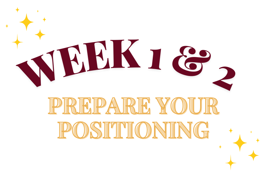 week 1 and 2 - prepare your positioning