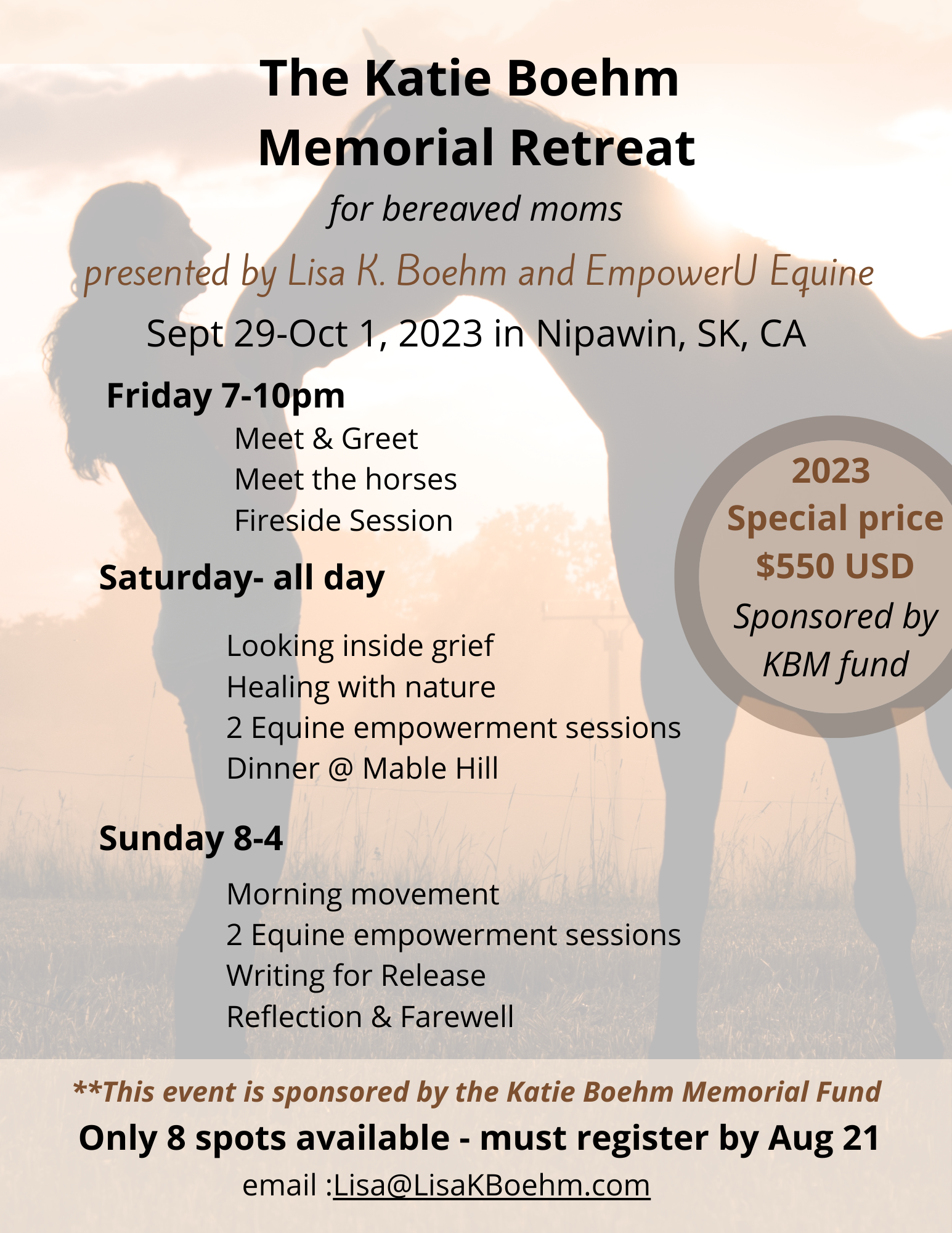 grief retreat for grieving mothers calendar