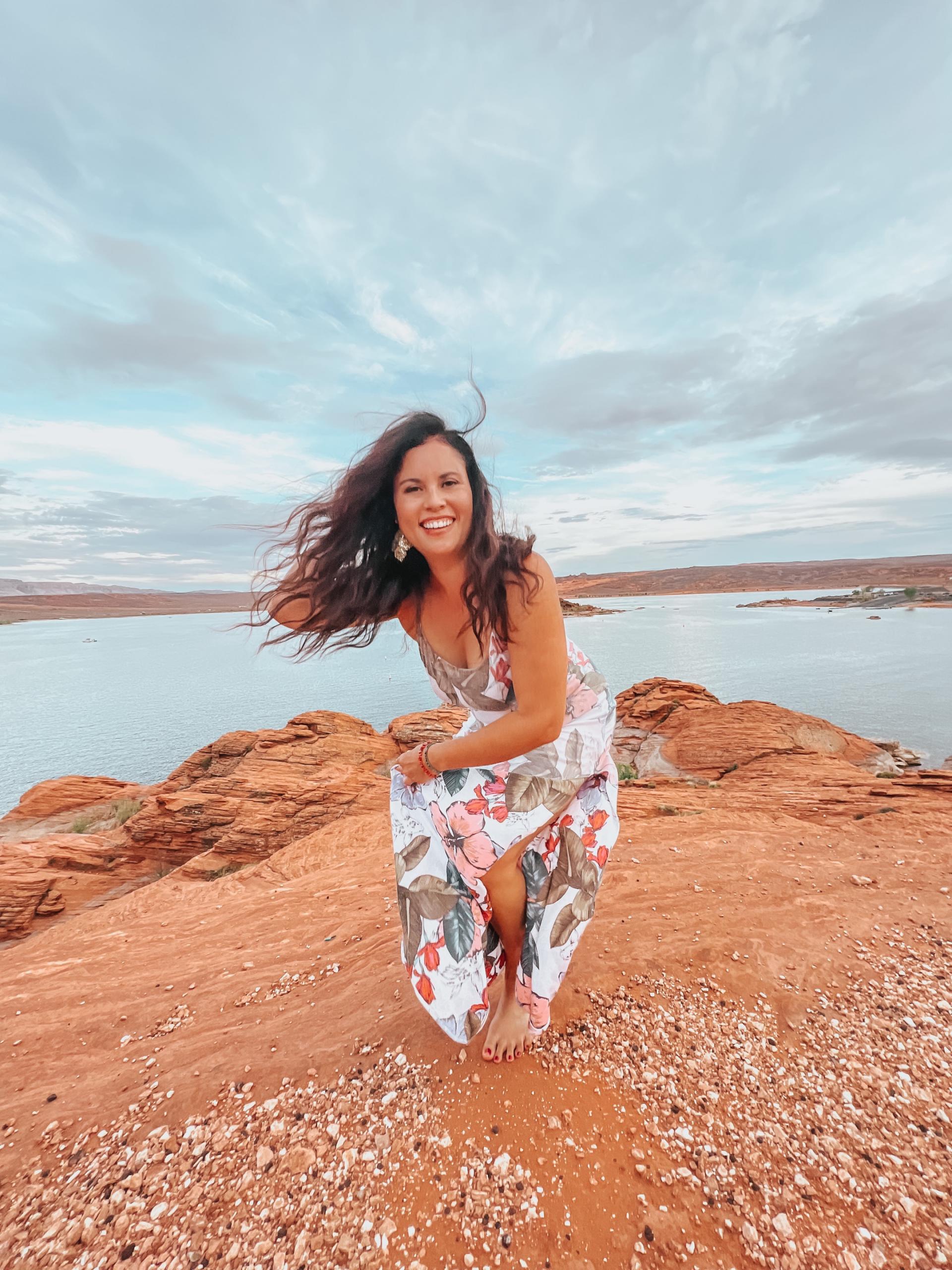 Lori Kinsey joyful at Sand Hollow State Park.