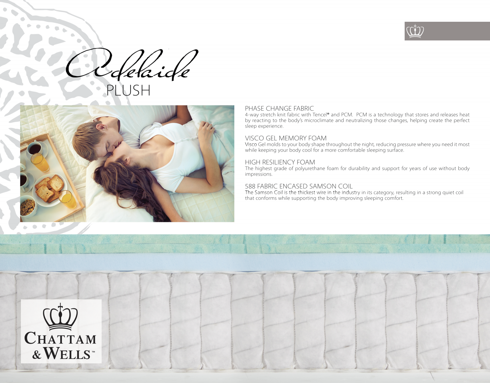 Chattam and Wells Adelaide Hybrid Mattress Spec Card