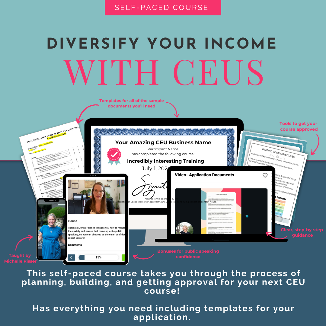 Diversify your income with CEUs retro sign on a beachy road