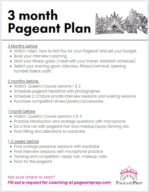 3 month pageant plan