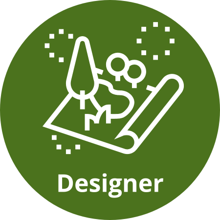 Designer button with map and design elements