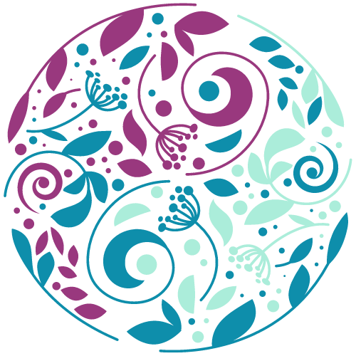 graphic colorful yinyang with nature design intertwined
