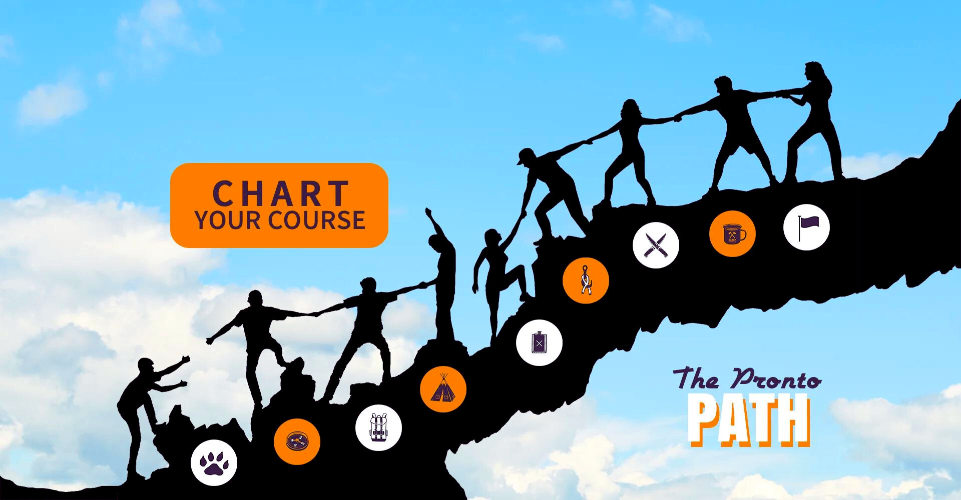 A graphic image of people supporting each other to represent The Pronto Tax School Path