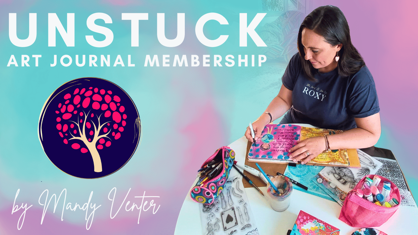 Unstuck Art Journal membership, Mandy Venter, Art Journal with Purpose, artsymaven.studio