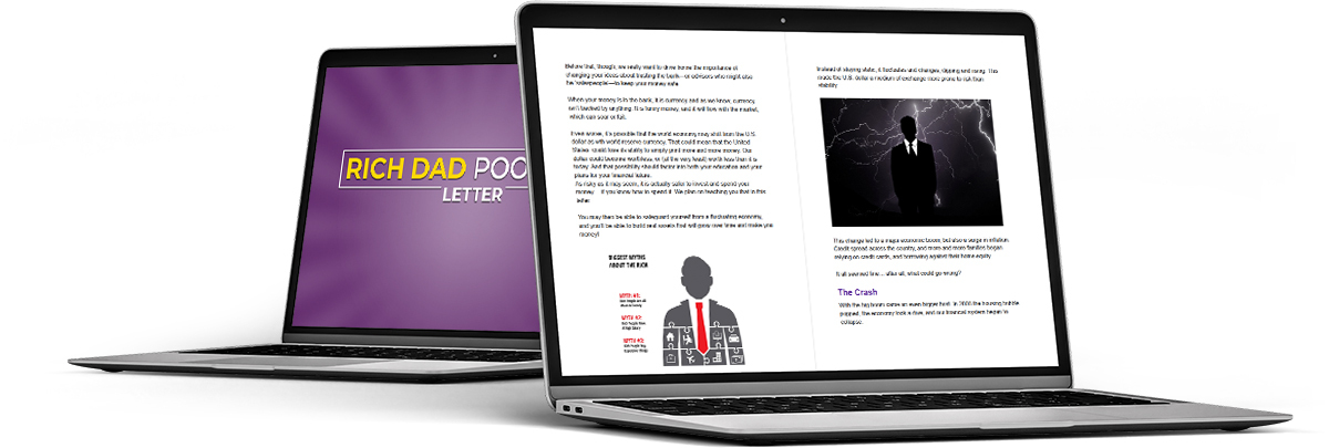 the rich dad poor dad letter on a laptop