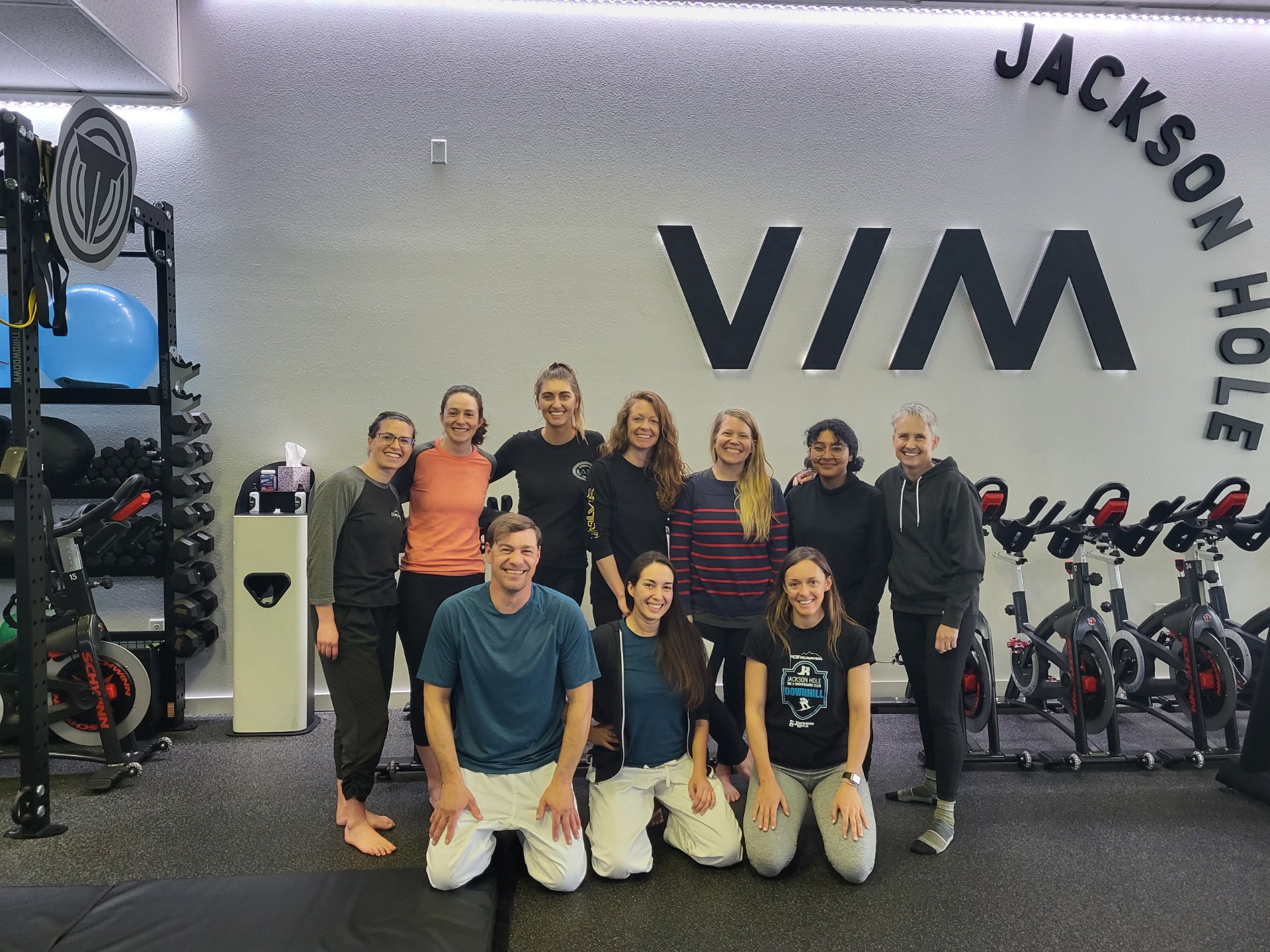 A group photo of many smiling women, taken during a women's self-defense seminar in Jackson, Wyoming