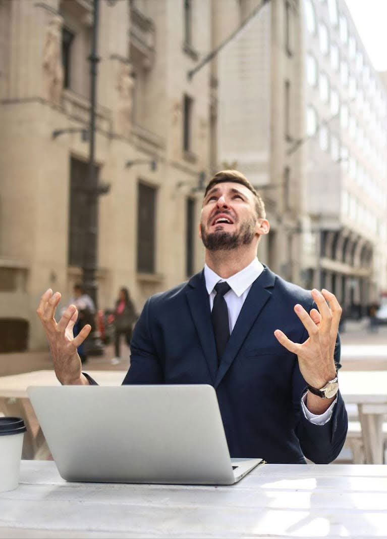 Man working, illustrate stress and procrastination